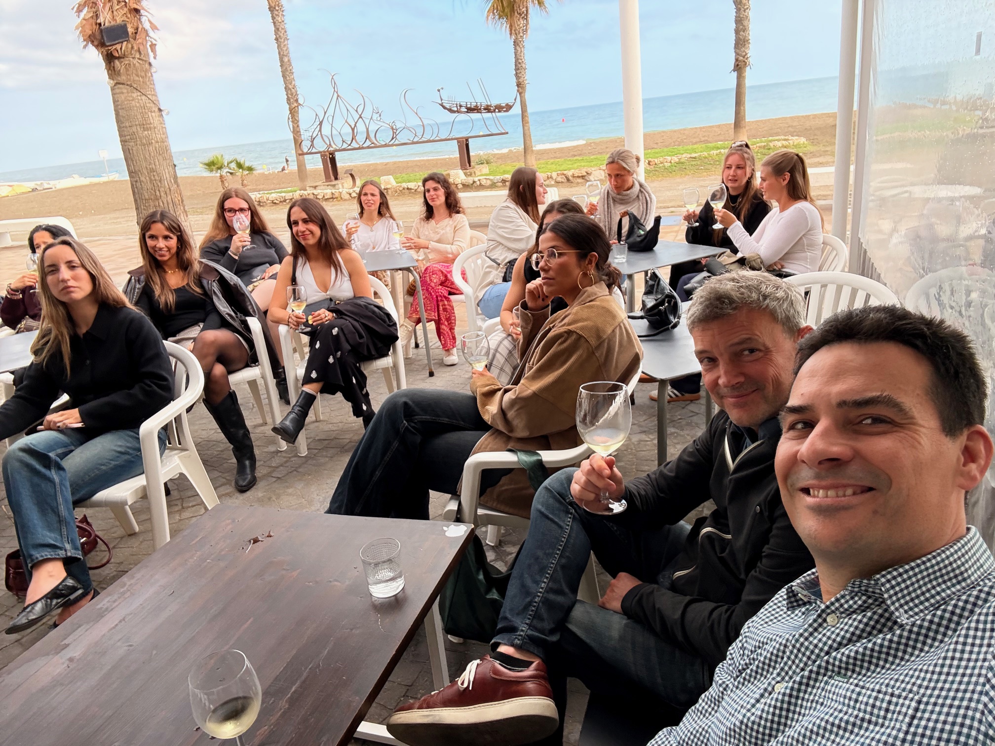 Setting of the wine tasting in the surf shop cafe.