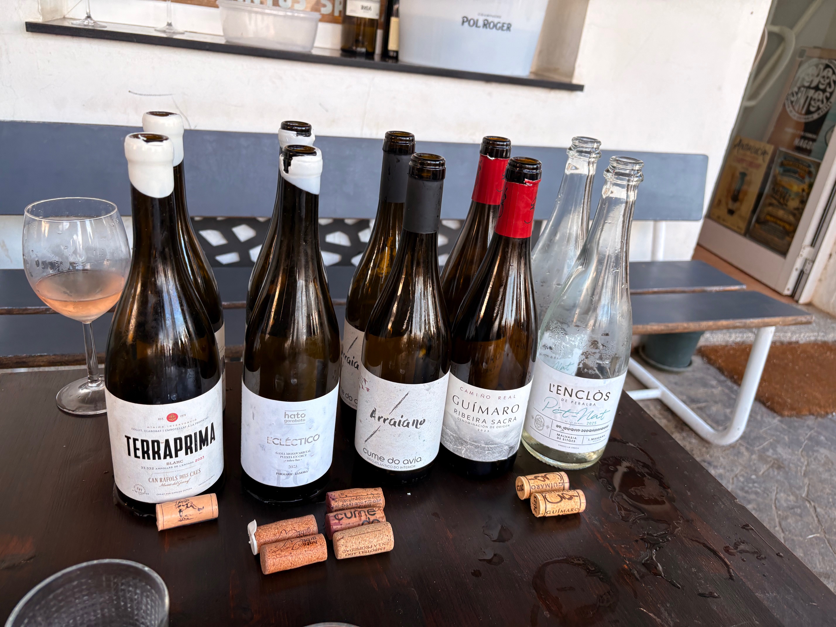 The wines on offer for the tasting.